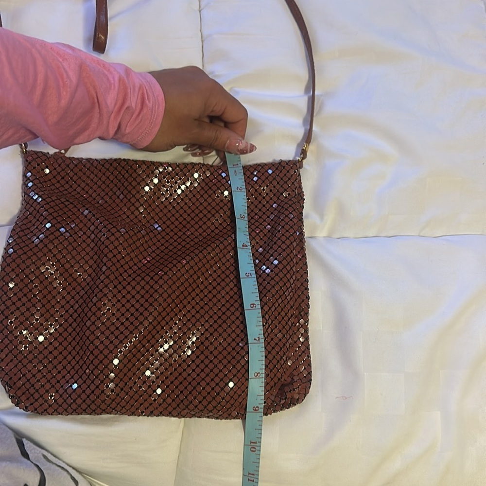 Red whiting and Davis metal mesh crossbody bag - Picture 7 of 8